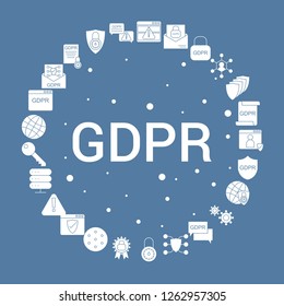GDPR Icon Set. Infographic Vector Template