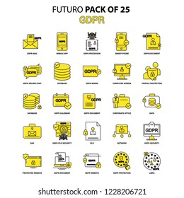 GDPR Icon Set. Yellow Futuro Latest Design icon Pack