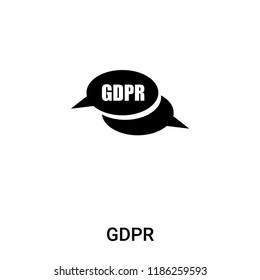GDPR icon vector isolated on white background, logo concept of GDPR sign on transparent background, filled black symbol