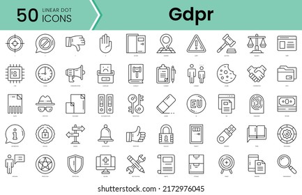 paquete de Icons gdpr. Iconos de estilo punto lineal. Ilustración del vector