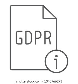 Gdpr info thin line icon, personal and privacy, information sign, vector graphics, a linear pattern on a white background, eps 10.