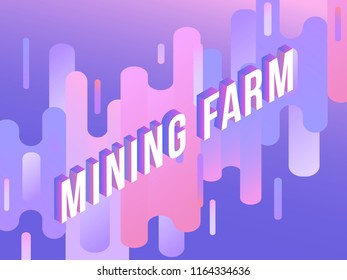 GDPR isometric gradient text design on abstract geometric violet fluid color shapes and stripes. Vector illustration of modern volumetric effect of word for business presentation.