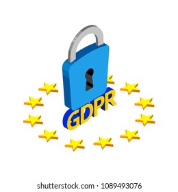 GDPR isometric illustration. General data protection relation vector