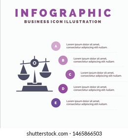 Gdpr, Justice, Law, Balance Solid Icon Infographics 5 Steps Presentation Background. Vector Icon Template background