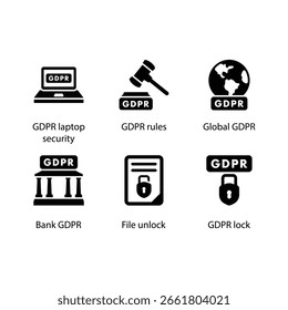 GDPR portátil de seguridad, reglas, Global, Banco, desbloqueo de archivos, bloqueo, icono