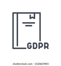 GDPR law line icon. Network secure regulation vector outline sign.