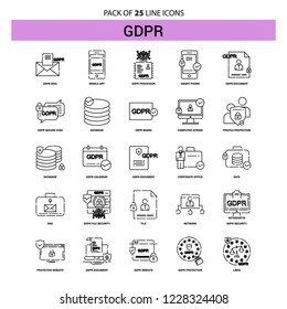 GDPR Line Icon Set - 25 Dashed Outline Style