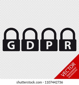 GDPR Lock Icons - Vector Illustration - Isolated On Transparent Background