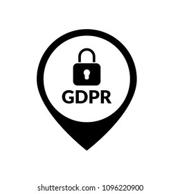 GDPR and map pointer. vector illustration