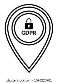 GDPR and map pointer. vector illustration