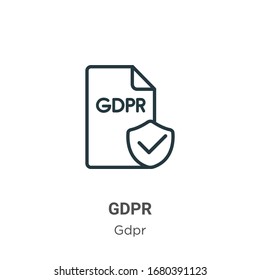 Gdpr outline vector icon. Thin line black gdpr icon, flat vector simple element illustration from editable gdpr concept isolated stroke on white background