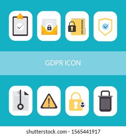 GDPR privacy policy icon set. Included the icons as security information