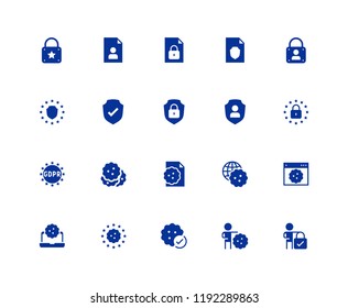 GDPR privacy policy vector icon set in glyph style. 48x48 pixel perfect