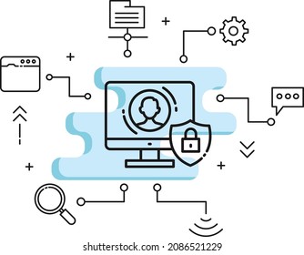 GDPR o Privacy Policy Vector Icon Design, Cloud Computing and Internet hosting services Symbol, Digital Security Consultant Concept, Remote Developer stock, Login Screen