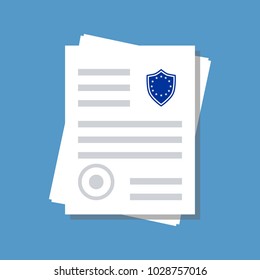 Gdpr Protected Document Or Data, Flat Design