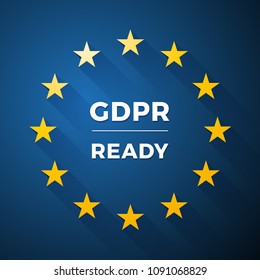GDPR READY, Euro General Data Protection Regulation, vector label