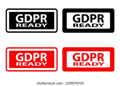 GDPR ready (General Data Protection Regulation) - rubber stamp - vector - black and red, 