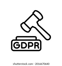 icono de reglas GDPR, gráficos de vectores de línea