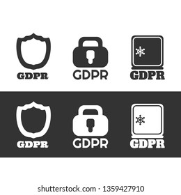 GDPR. Set of vector icons with shield, lock or safe. Protection and security of data. EPS10