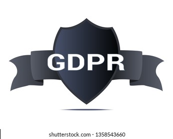 GDPR Shield guarding data, safety sign, vector graphics on white background. EPS10
