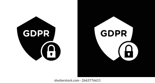 GDPR shield icon illustration in flat style. icon template color editable.