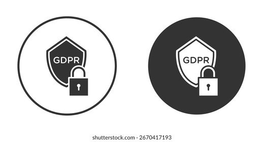 Icono de escudo GDPR en versiones planas minimalistas modernas