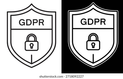 Ícone de escudo Gdpr com cadeado representando regulamentos de proteção de dados e privacidade
