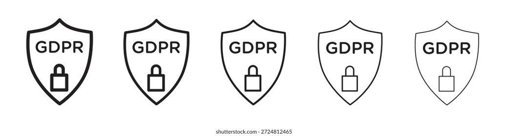 Icono del escudo del RGPD. Estilo de contorno simple. Elementos gráficos.