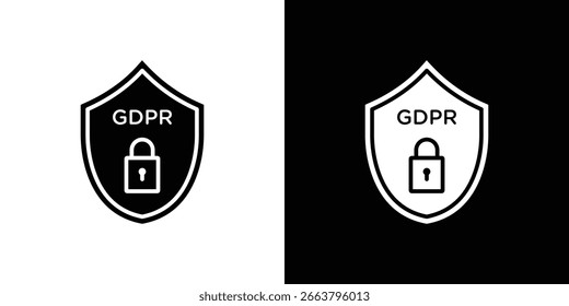 GDPR shield icon symbol. Simple, flat design for web and mobile app