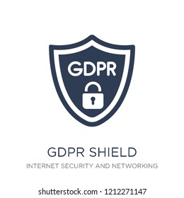 gdpr Shield icon. Trendy flat vector gdpr Shield icon on white background from Internet Security and Networking collection, vector illustration can be use for web and mobile, eps10