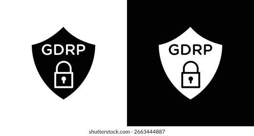 Ícone de escudo GDPR Ilustrações de clipArt vetorial em estilo plano