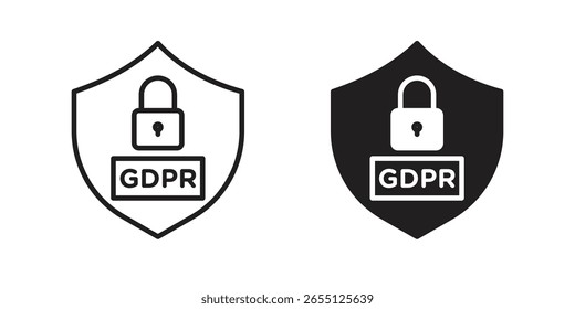 Design de vetor de ícone de escudo GDPR. definir ícones da Web