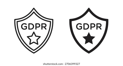 Ilustración vectorial de icono de escudo GDPR. Diseño plano. Símbolos de Vector de Diseño gráfico.