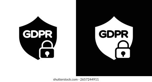 Plantilla de logotipo de Vector de icono de escudo GDPR para gráficos y Diseño web.