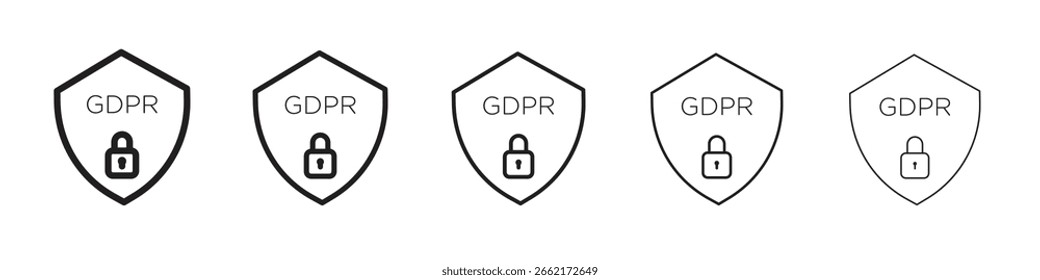 Iconos del escudo del GDPR. diseños simples y modernos del icono del Vector