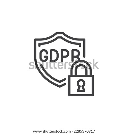 GDPR shield line icon. linear style sign for mobile concept and web design. General Data Protection Regulation outline vector icon. Symbol, logo illustration. Vector graphics