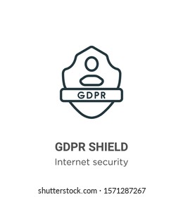 Gdpr shield outline vector icon. Thin line black gdpr shield icon, flat vector simple element illustration from editable internet security concept isolated on white background