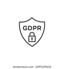 GDPR escudo delineado icono aislado sobre fondo blanco