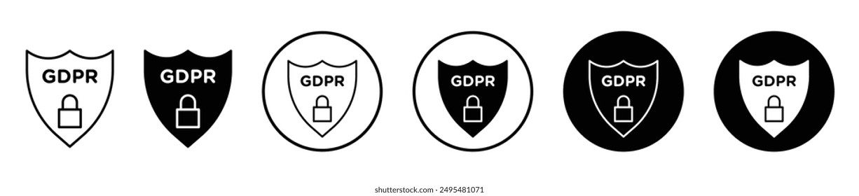 GDPR shield thin line vector icon set.