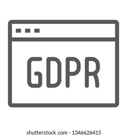 Gdpr site line icon, webpage and website, browser sign, vector graphics, a linear pattern on a white background, eps 10.