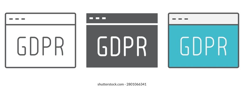 Gdpr site line icon, webpage and website, browser sign, vector graphics, a linear pattern on a white background, eps 10.