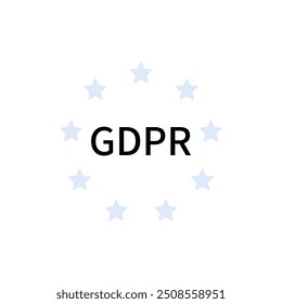GDPR surrounded by stars, illustrating data privacy, European Union regulations, and legal protection. Relevant to discussions on data protection, law, and compliance with European standards.