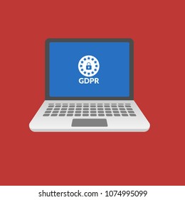 gdpr symbol and pc icon. Vector illustration