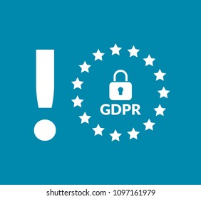 GDPR vector icon. GDPR icon and exclamation mark
