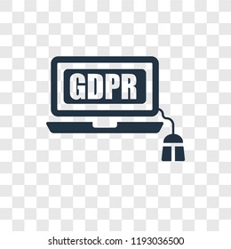 GDPR vector icon isolated on transparent background, GDPR transparency logo concept