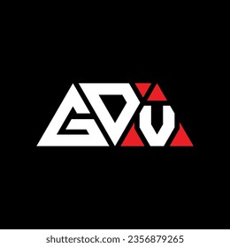 GDV triangle letter logo design with triangle shape. GDV triangle logo design monogram. GDV triangle vector logo template with red color. GDV triangular logo Simple, Elegant, and Luxurious design.