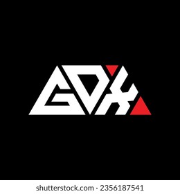 GDX triangle letter logo design with triangle shape. GDX triangle logo design monogram. GDX triangle vector logo template with red color. GDX triangular logo Simple, Elegant, and Luxurious design.
