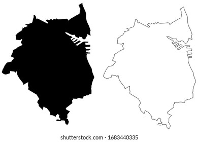 Gdynia City (Republic of Poland, Pomeranian Voivodeship) map vector illustration, scribble sketch City of Gdynia map