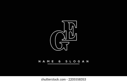 Monograma del logotipo de las letras abstractas GE, EG