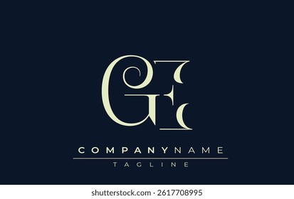 GE abstract Logo. Elegantly Designed Minimalist Monogram Logo with Stylish Lettering. Sophisticated and sleek minimalist monogram showcasing unique lettering design.